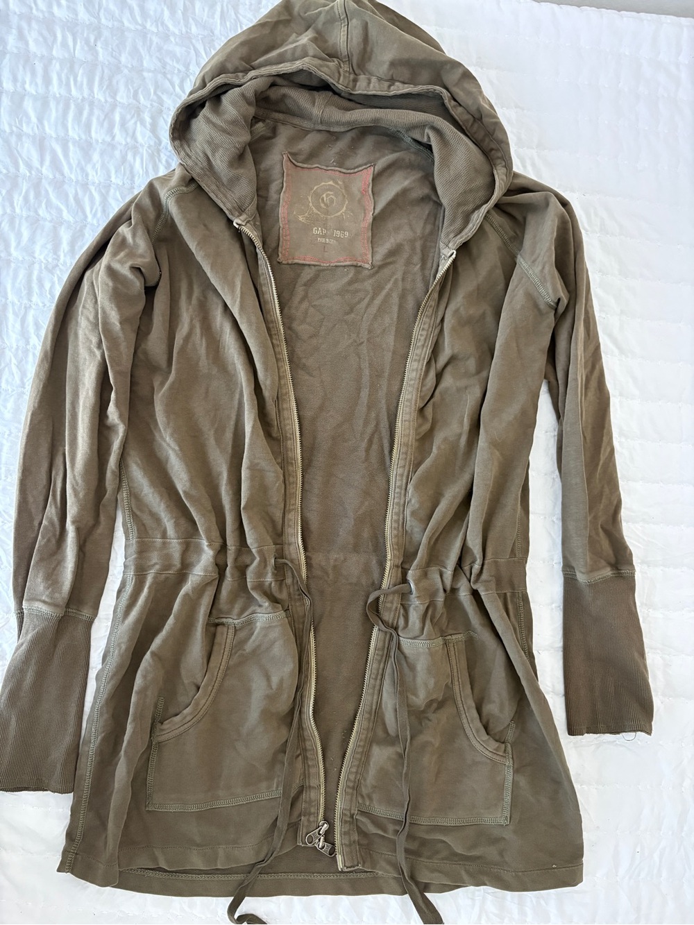 GAP Olive Drawstring Hooded Jacket y2k